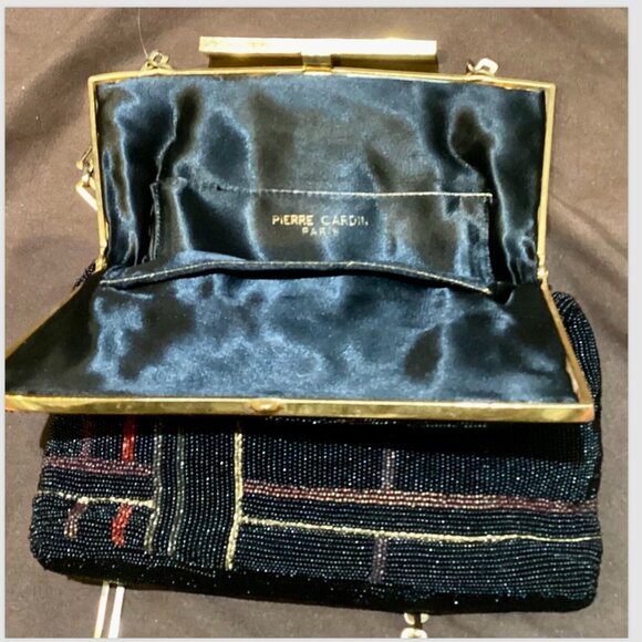 1960s-70s Pierre Cardin Couture Deco beaded purse, gold chain, in perfect shape - Picture 5 of 5
